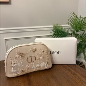 Dior Cream Embroidered Cosmetic Case